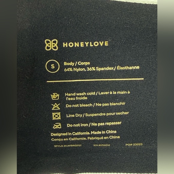 HONEYLOVE Liftwear Silhouette Wireless Bra In Black Color ‘Vamp’ Size Small - Picture 3 of 12